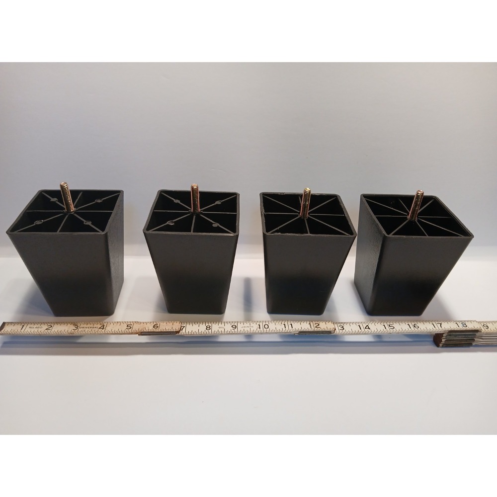Set of 4 Black Tapered Square Furniture Legs 4.5 Inch Plastic Sofa Couch Feet